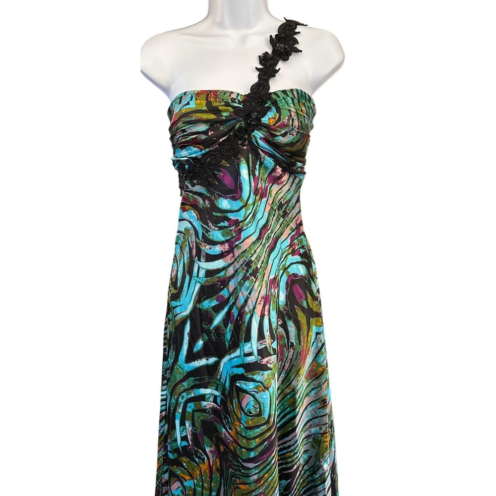 Y2K Nightway Maxi Dress Abstract Psychedelic Mermaidcore Formal